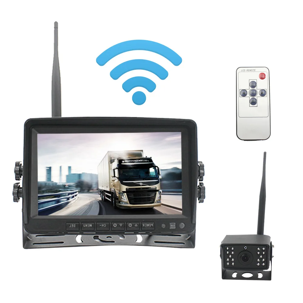 Wireless Backup Camera Digital HD and 7" Monitor Kit Rear View reverse Camera for Truck RV Van Trailer Bus Camper Night Vision