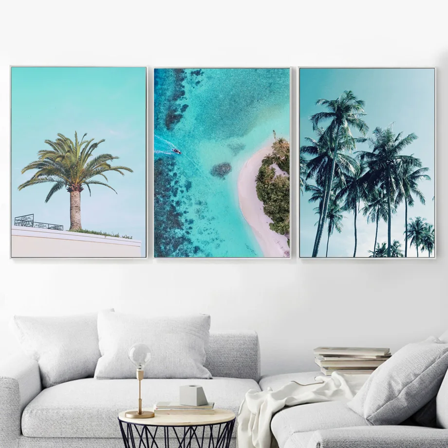 Beach-Sea-Green-Palm-Tree-Dolphin-Quote-Wall-Art-Canvas-Painting-Nordic-Posters-And-Prints-Wall