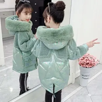 

2020 Winter Girls Warm Coat Fashion Kids Hooded Jacket For Girl Outerwear Children Clothes Thicken Warm Parkas For Girls W739