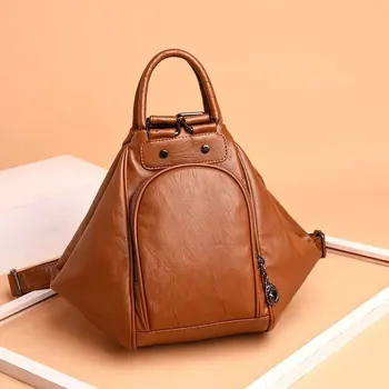 

Double Zipper Dumpling Multi-Function Shoulder PU Shoulder Bag 2020 Riveting Nail Three-Purpose Women's Bag