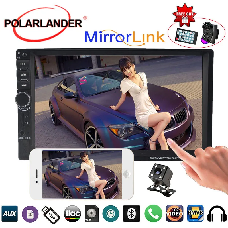 buy 2DIN Mirror For Android 7inch DVR function Car Radio MP4 MP5 Player Touch Mirror Link Screen Bluetooth FM TF USB 10 languages