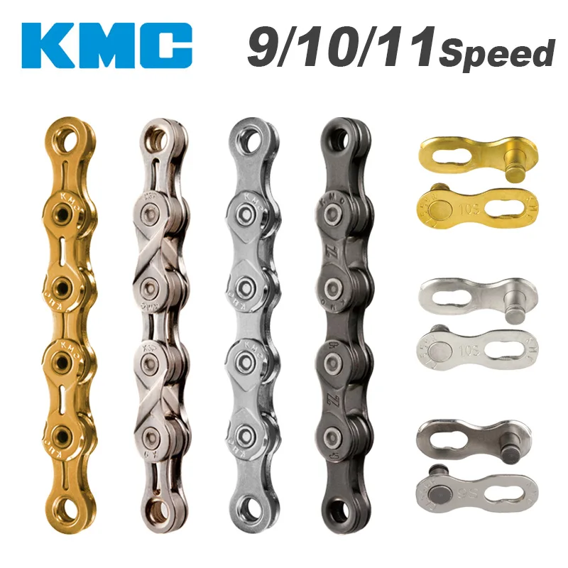 

KMC Chain 116 Links 9/10/11 Speed Bicycle Chain with Missing Connect Link Silvery Golden Light MTB Road Racing Bike Chain