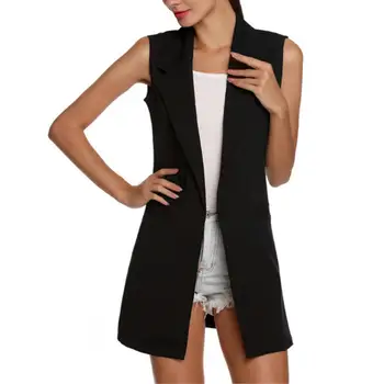 

fashion British Style Slim Sleeveless vest Women's large size suits vest spring and autumn vest long section of the jacket 2020
