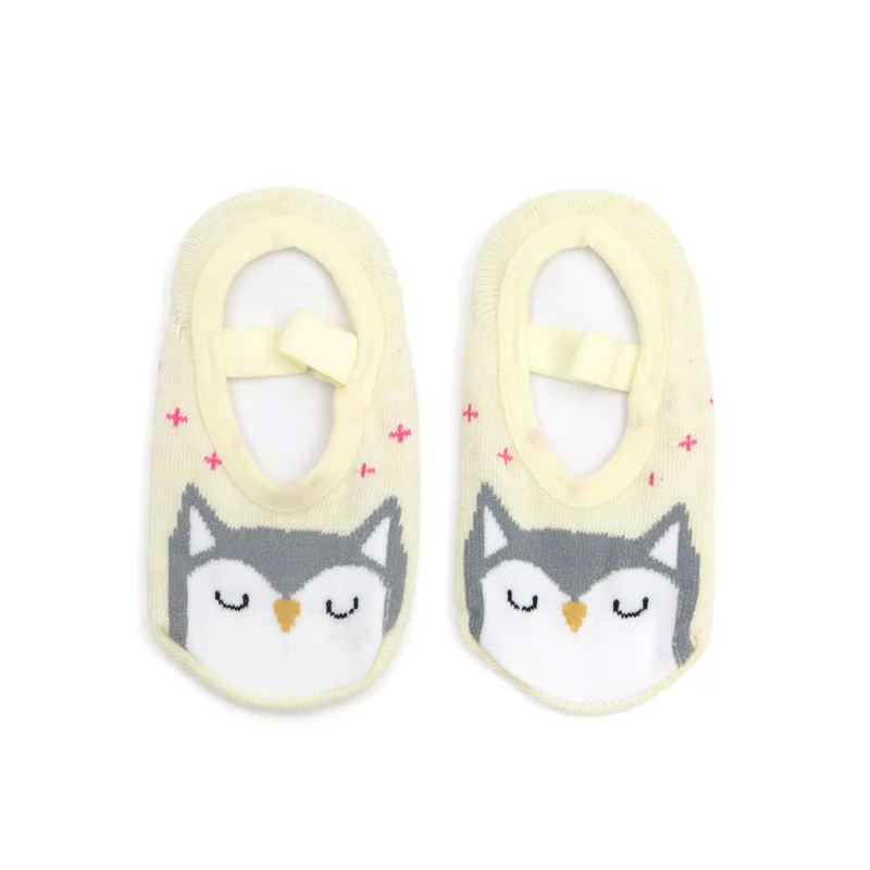 owl 1 пара, милые модные Нескользящие хлопковые носки-тапочки для маленьких мальчиков и девочек с рисунками животных, обувь для новорожденных - Цвет: owl