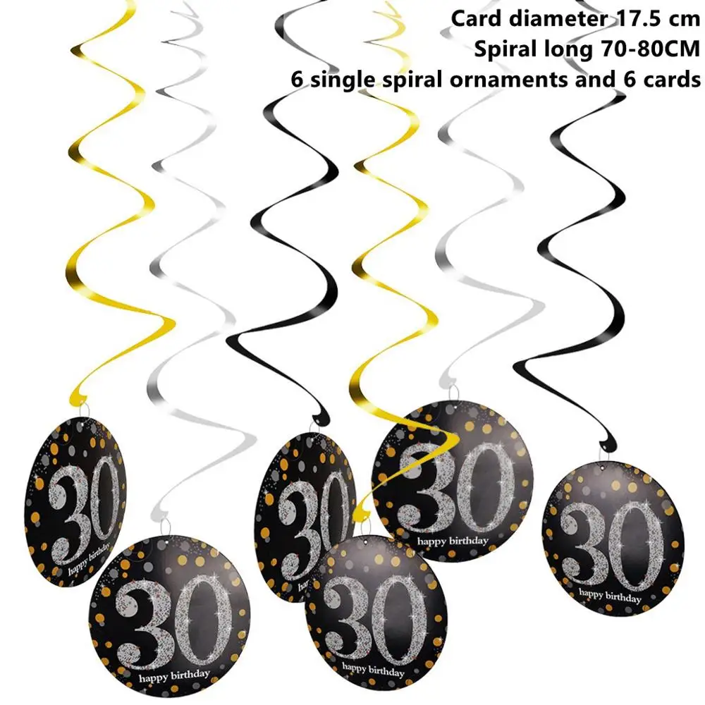 Taoup 21 30 40 50 60 Happy День рождения украшения для взрослых 21th 30th 40th 50th 60th День рождения поставки вечерние посуда - Цвет: 30th Silver Swirl
