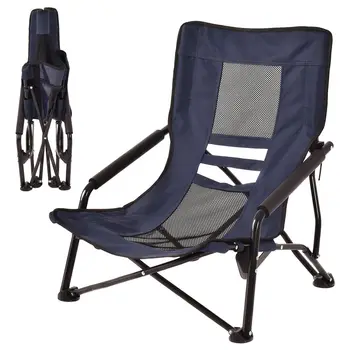 

Costway Outdoor High Back Folding Beach Chair Camping Furniture Portable Mesh Seat Navy
