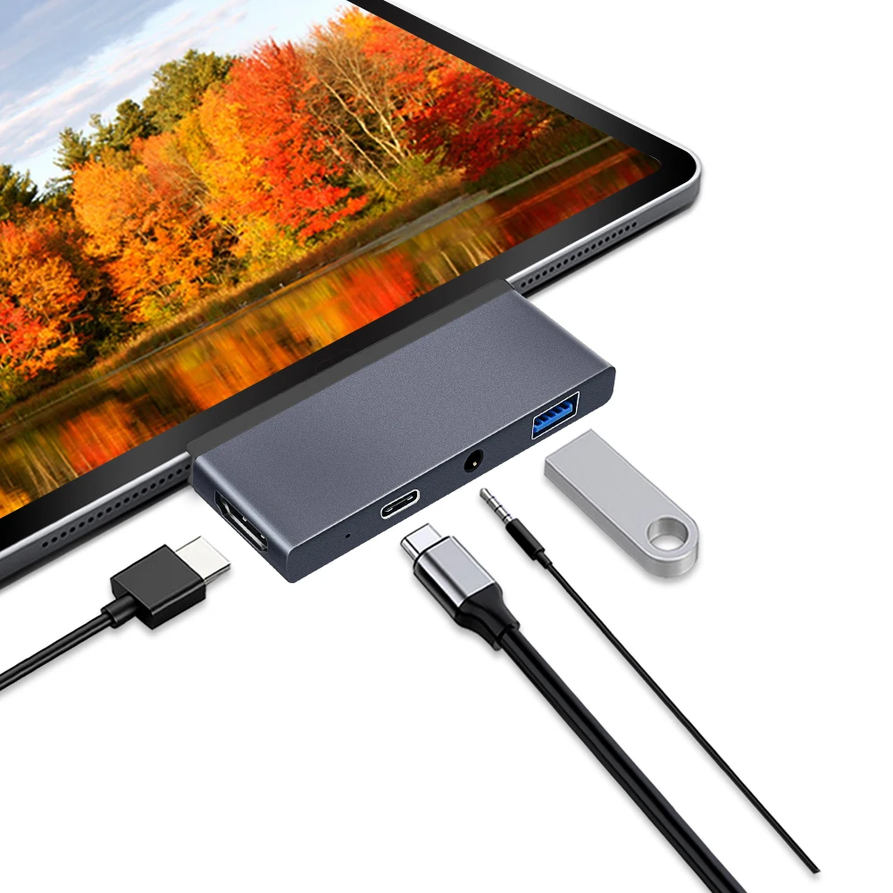 USB Type C Hub Adapter with PD Charging 4K HUB 3.0 Jack 3.5mm Headphone Port for iPad Pro Macbook Pro/Air 2018 USB-C | Компьютеры и