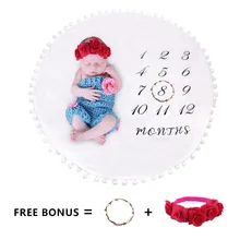 Фланелевое Одеяло для новорожденных с ежемесячным ростом, реквизит для фотосъемки, фон+ повязка на голову с цветами, одеяло, подарки для детской стрельбы