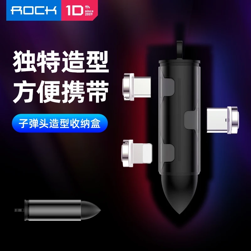 ROCK 3 в 1 комплект Магнитный светодиодный usb-кабель для iPhone X Xr Xs Max Xiaomi 9 8 Micro USB type C кабель для зарядки провода магнитного зарядного устройства