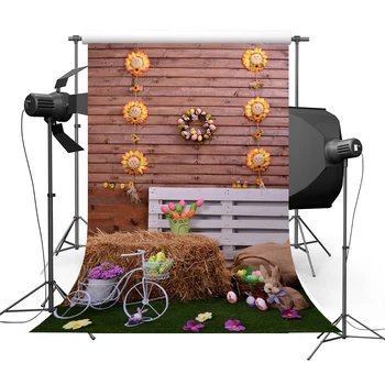 

Easter Backgrounds Baby Newborn Haystack Sunflower Rabbit Wooden Wall Party Portrait Photography Backdrop Photo Studio