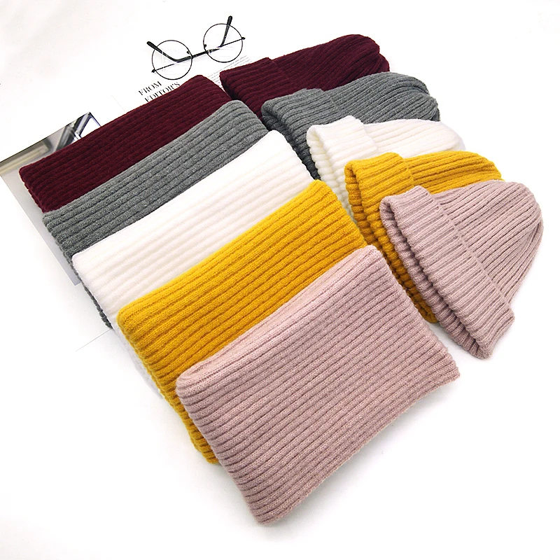 Skup COKK dzianinowy kapelusz z szalikiem zimowy ciepły damski kapelusz i szalik rozciągliwe czapki dla kobiet dziewczynki dwuczęściowy zestaw ochrona słuchu miękki ciepły