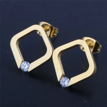 

2020 Simple atmospheric jewelry Crystal from Swarovskis Square Inlaid Zircon Titanium Steel Earrings Fit Women and female