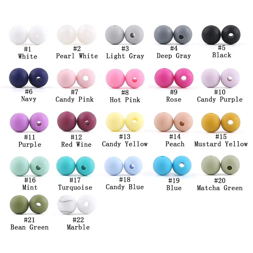 50pcs Perle Silicone Beads 9mm Baby Teether Round Beads Food Grade Beads DIY BPA Free Beads 9mm Silicone Beads Children Product