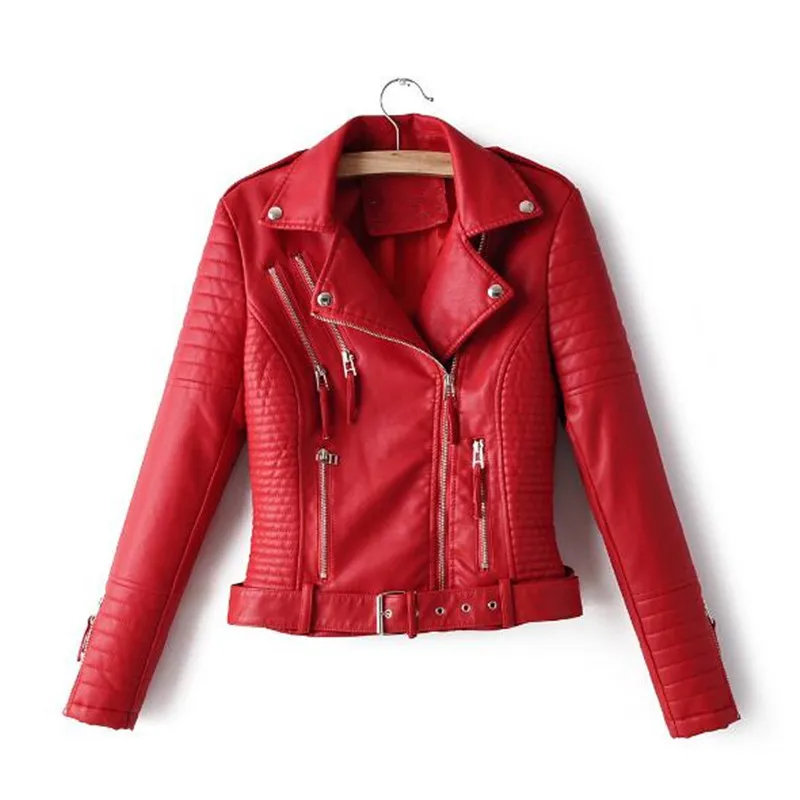 

Fashion Women Soft Motorcycle Faux Leather Jackets Ladies Short Coat Leather 2019 Autumn Winter Biker Leather Jackets Outerwear