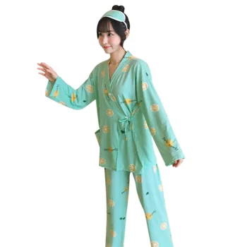 

Pajamas For Women Long Sleeve v-Neck Casual Pijamas Set Japanese Pocket Loose Large Size Sweet Sets Vetements Femmes