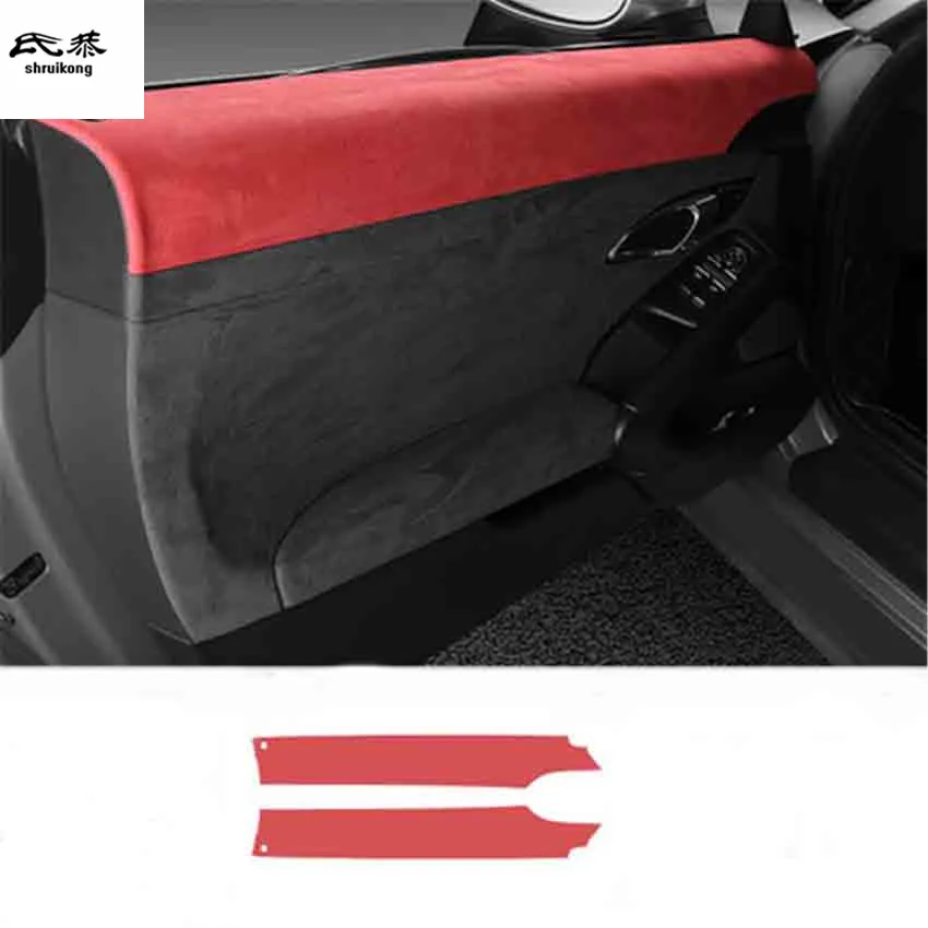2pcs/lot Car sticker Alcantara leather car window panel decoration cover for Porsche 718 - Color Name: style 2