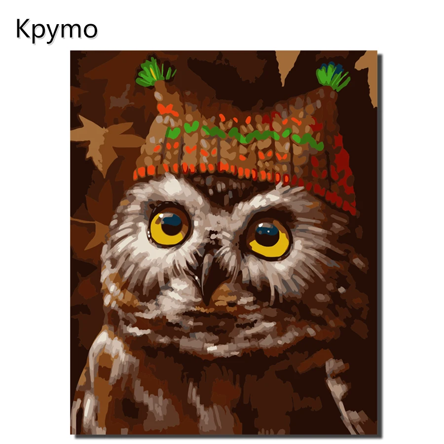 

Kpymo Frameless Picture Romantic Owl DIY Painting By Numbers Modern Wall Art Handpainted Oil Painting On Canvas For Home Decor