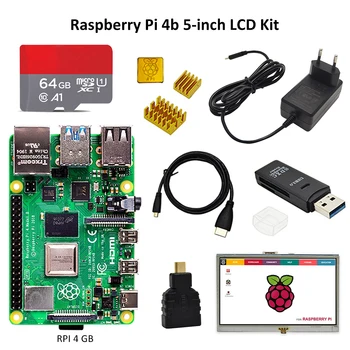 

Raspberry Pi 4 kit with display PI 4B 2GB/4GB : Board+Heat Sink+Power Adapter+16/32/64GB TF card+HDMI Cable+5 inch touch dispay