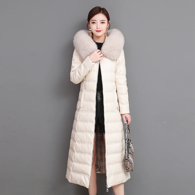 KMETRAM настоящая кожаная куртка зимнее пальто для женщин Воротник из натурального