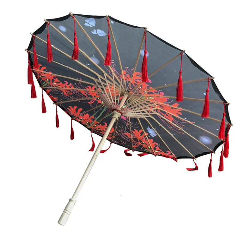 Hanfu Oiled paper Umbrella rain women фотография Prop непромокаемая лента античные кисточки зонтик вентилятор paraguas зонтик
