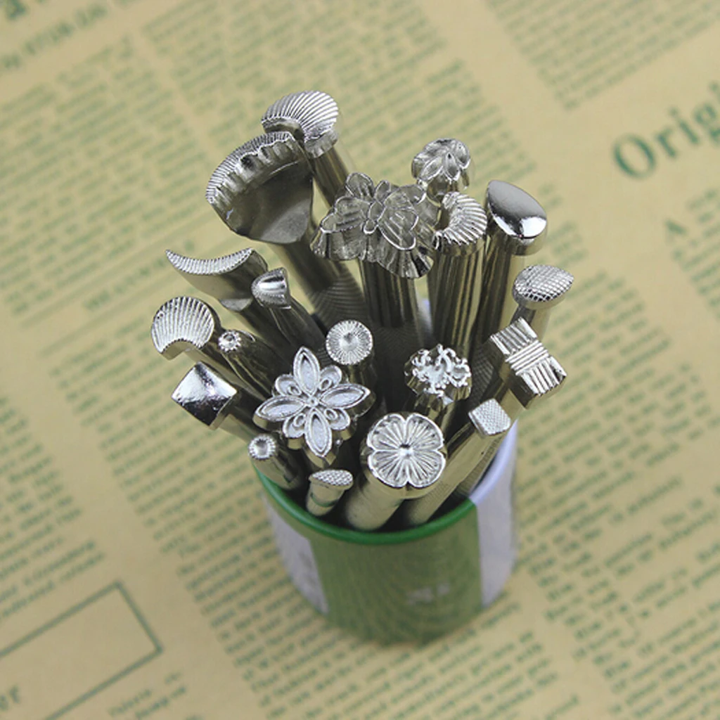 Bulk 20pcs Leather Working Saddle Making Tools Carving Leather Craft Stamps Set Excellent Quality