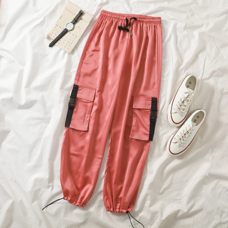 

2019 New Spring Fashion Female Loose Cargo Pant Casual Sweatpants Plus Size High Waist Cargo Pants Women Long Pants