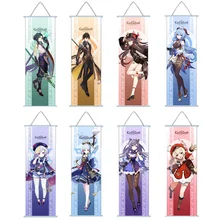 Genshin Impact Ganyu Hutao Scroll Canvas Wall Hanging Painting Home Decor Anime Poster Wall Art Room Decoration Gift