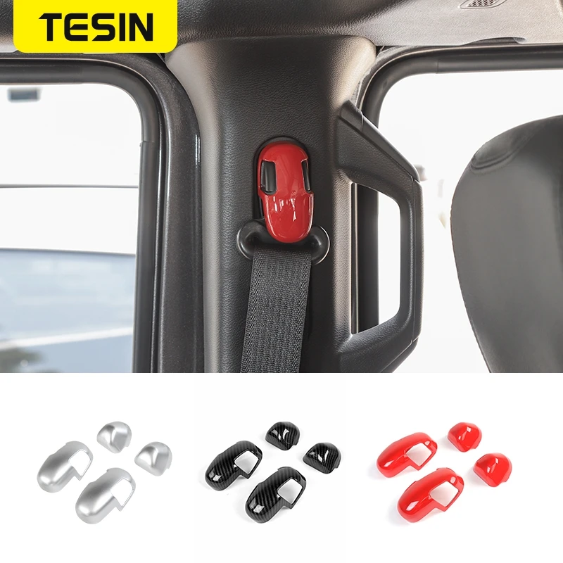 

TESIN ABS Interior Car Seat Safety Belt Buckle Decoration Cover Stickers for Jeep Wrangler JL 2018 Up Car Accessories Styling