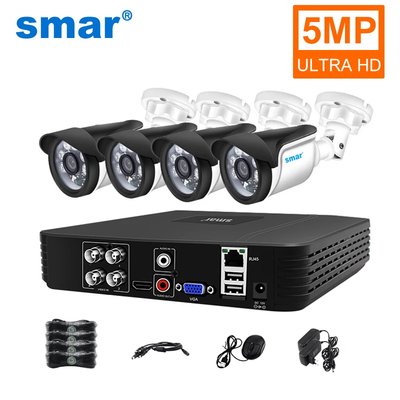 Система видеонаблюдения Smar 5 МП 4 канала AHD DVR 2/4 шт. | Безопасность и защита