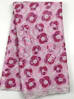 

organza lace fabric with sequins african lace fabric gold nigerian lace fabrics cheaper 5yards african french lace fabric B02