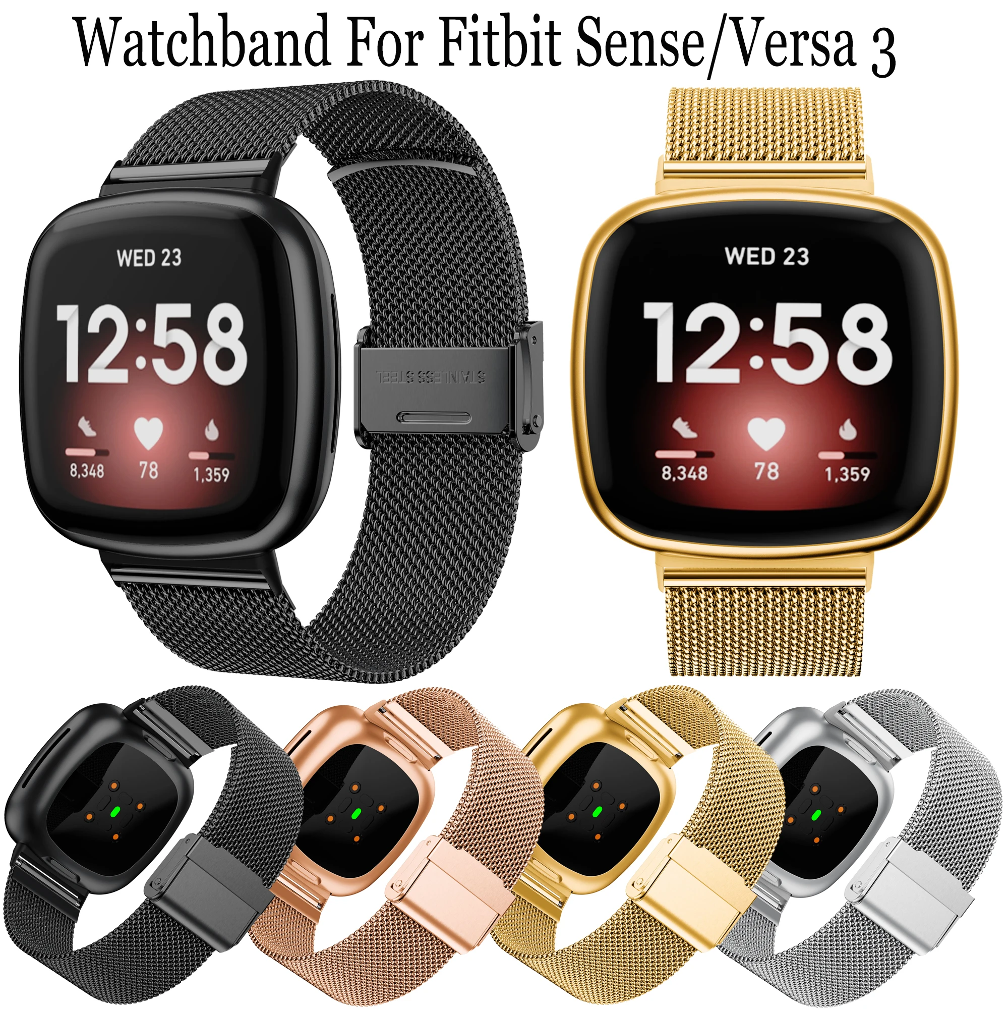 Ремешок Миланская петля для смарт-часов совместимый с Fitbit Versa 3 | Наручные часы