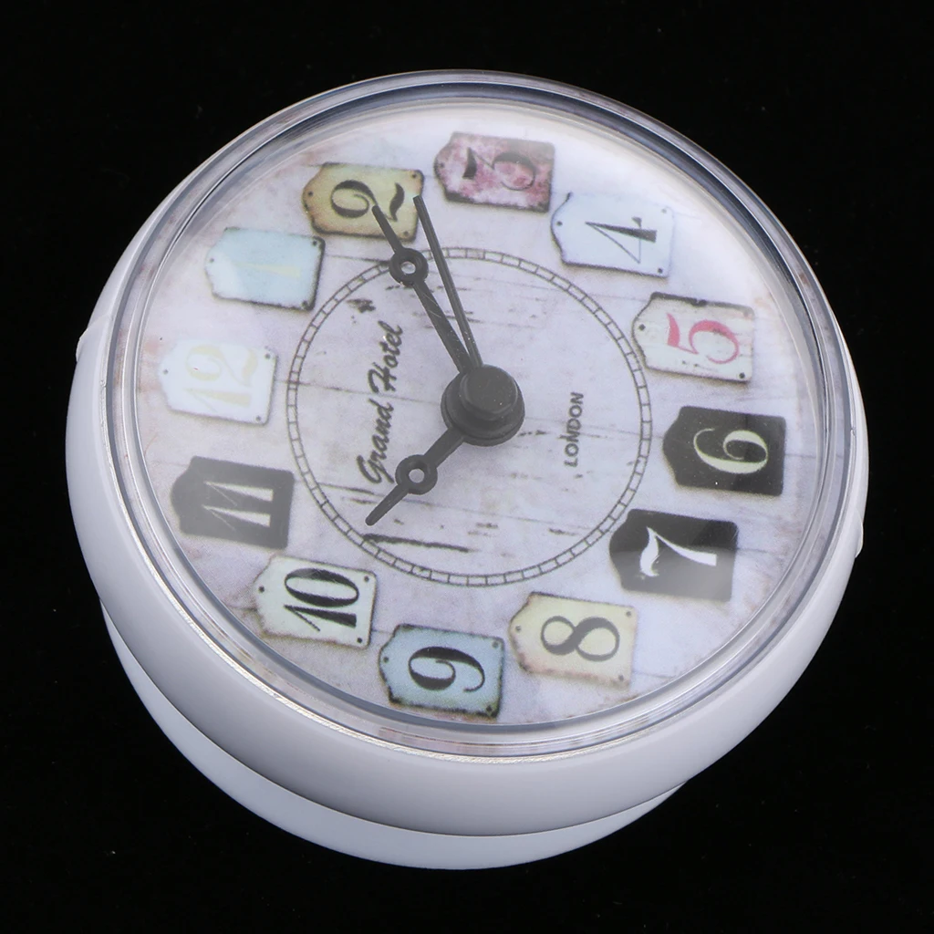 European Style Small Waterproof Round Clock for Bathroom Suction Up Mirror Window Clock, Pink/ White