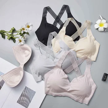 

Shakeproof Sports ice silk seamless Bra Wireless Fitness Absorb Sweat Beauty back Summer underwear for Women