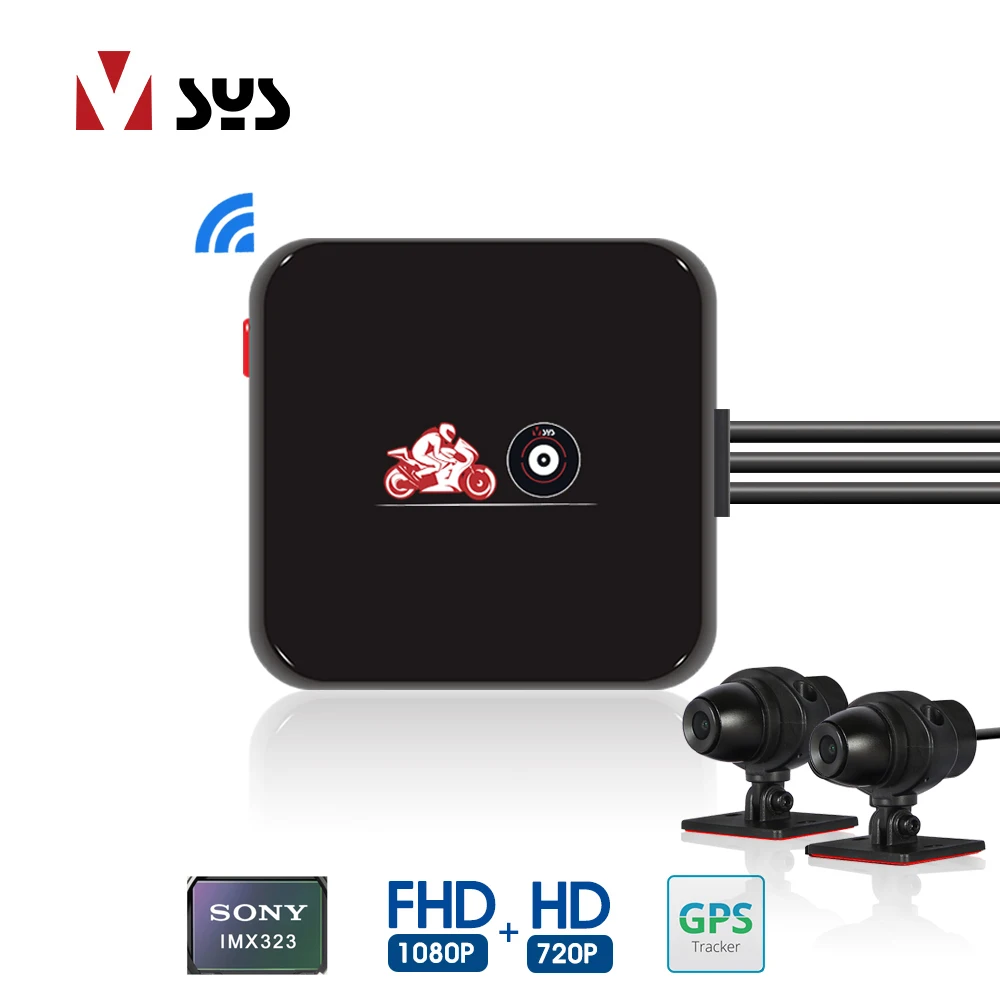 SYS VSYS M6L P6L Waterproof Motorcycle DVR Dash Cam WiFi 1080P FHD Front Rear View Motorcycle Camera Black Recorder Box