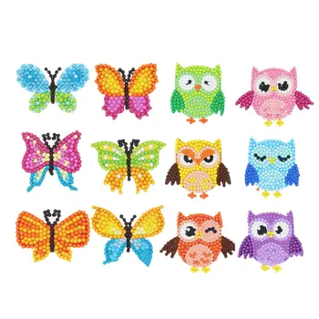 

12pcs Butterfly Owl Sticker Home Decals Kids DIY Crystal Sticker Educational Sticker (Butterfly, Owl)