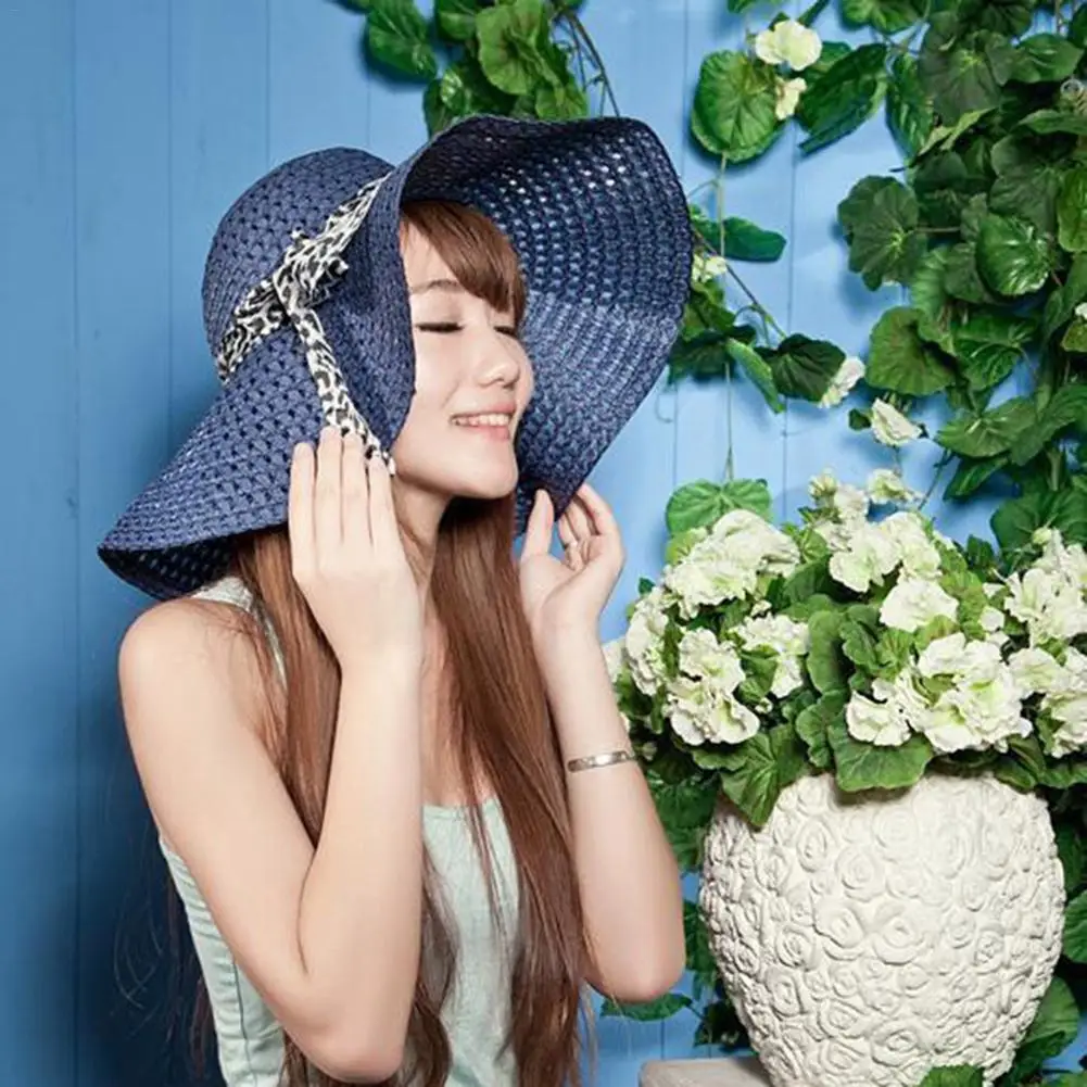 New Summer Sun Wide Brim Girl Lady Floppy Straw Beach Hat Women Cap Casual Female Bowknot Panama Fold Hats Chapeu Feminino