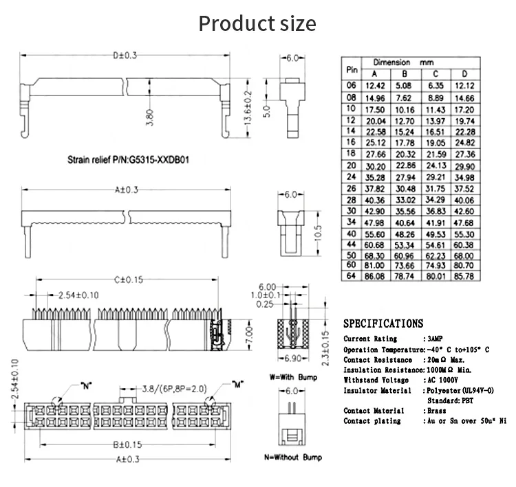 Fc-8 10 14 16 20 34 40 핀 암 커넥터 IDC 케이블 커넥터 키트 세트 플랫 스트립 케이블 및 IDC 커넥터용 2.54mm 피치