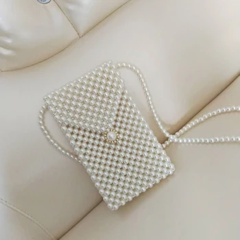 

SEKUSA Handmade Style Bead Clutch Wedding Party Dinner Women Evening Bags Diamonds Pearl Handbags