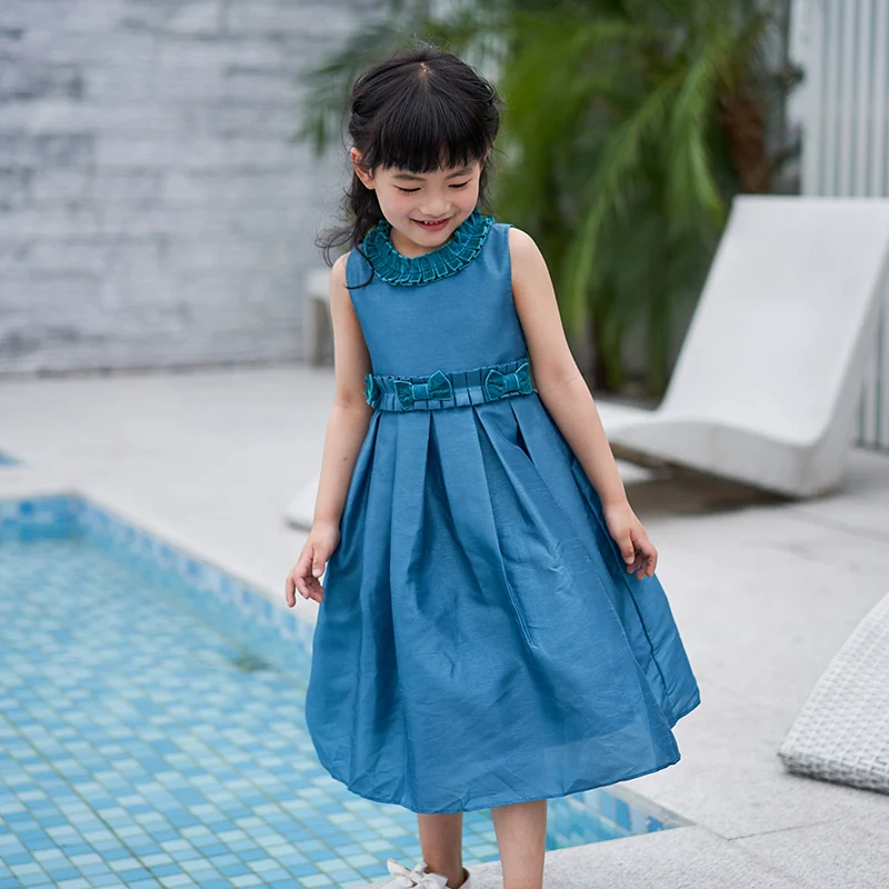 Модные свадебные платья с цветочным узором для девочек, летние платья для дня рождения для девочек, детская одежда, платья, платья, HGD40918-6