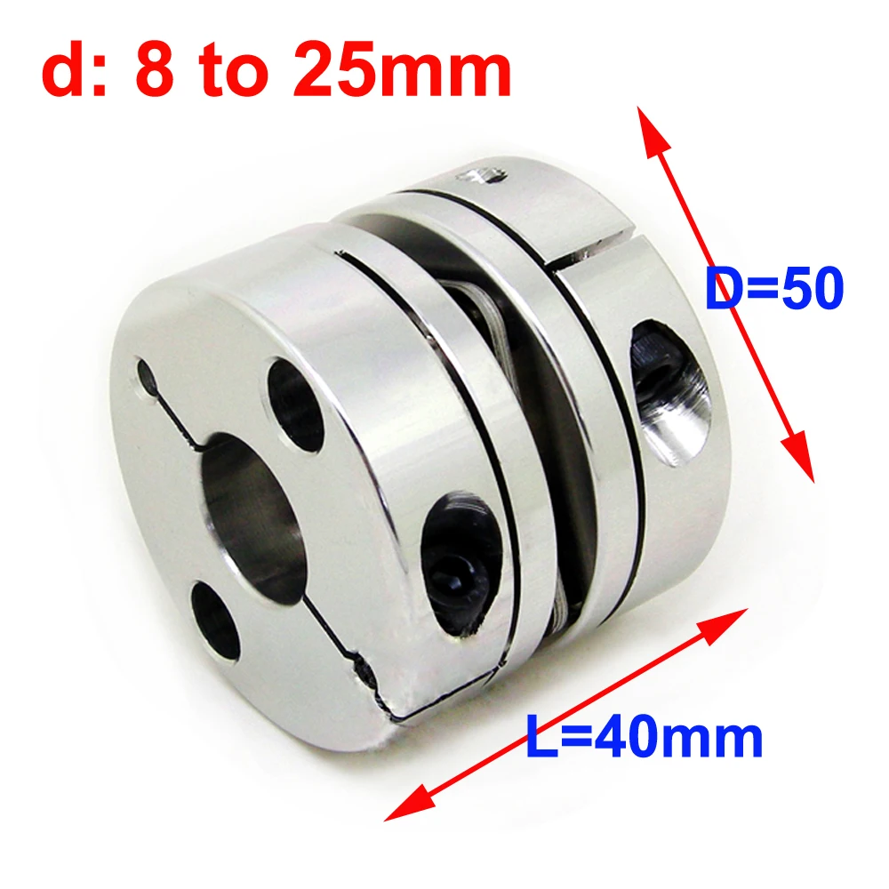 Stepper Motor Shaft-Couplings Aluminum Alloys Single Diaphragm Flexible Coupling Bore 10/12/12.7/14/15/17/19/20/25 MM 50 MM Dia