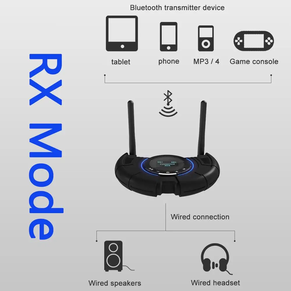 VAORLO APTX HD Wireless Transmitter and Reciever Bluetooth 5 0 APP Control Stereo Music For Headphones With 3 5mm Optical Jack