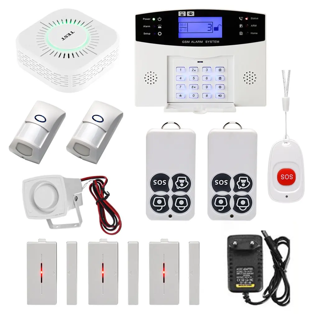 

LCD Keyboard RU/SP/EG/FR/IT Voice Wireless SMS Home GSM Alarm system House intelligent auto Burglar Door Security Alarm Systems
