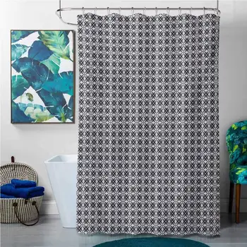 

Shower Curtains White and Brown Grey,Simple Repetitive Floral Motifs with Diamond Shapes in Retro Style,Charcoal Grey Pale Grey