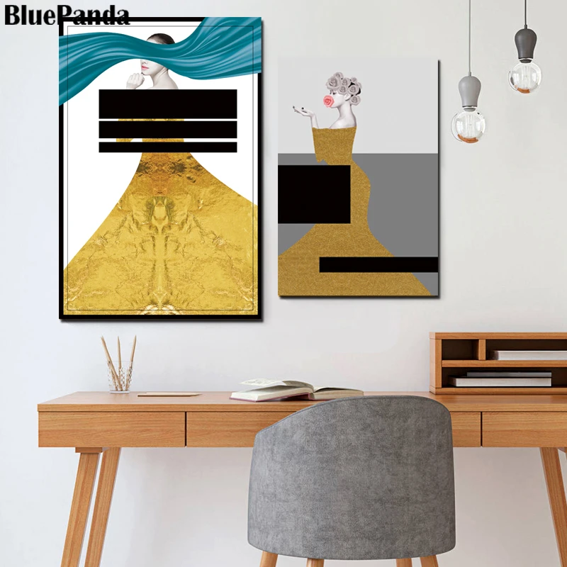 

The Beautiful Woman In Yellow Dress Portrait Art Pictures Wall Art Prints Canvas Painting Home Decor Modern Artwork Poster