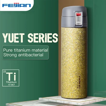 

FEIJIAN Thermos Bottle 100% Titanium Tumbler 420ml Insulated Water Bottle Portable Vacuum Flask for Coffee Mug Travel Cup
