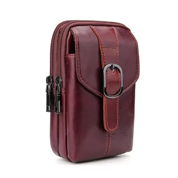 

Genuine Leather Vertical Belt Loop Waist Bag Phone Bag Fanny Pack M6CC