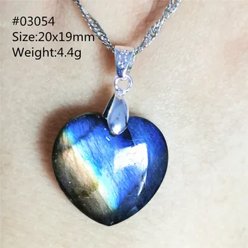 

Newly Natural Blue Light Labradorite Pendant Women Men Gemstone Heart Love Healing Stone Crystal Necklace Jewelry AAAAA