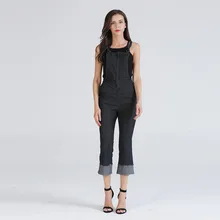 Весенне-осенние женские повседневные Комбинезоны, яркие женские подтяжки, джинсовые комбинезоны, женские повседневные однотонные боди с ремешком на шее