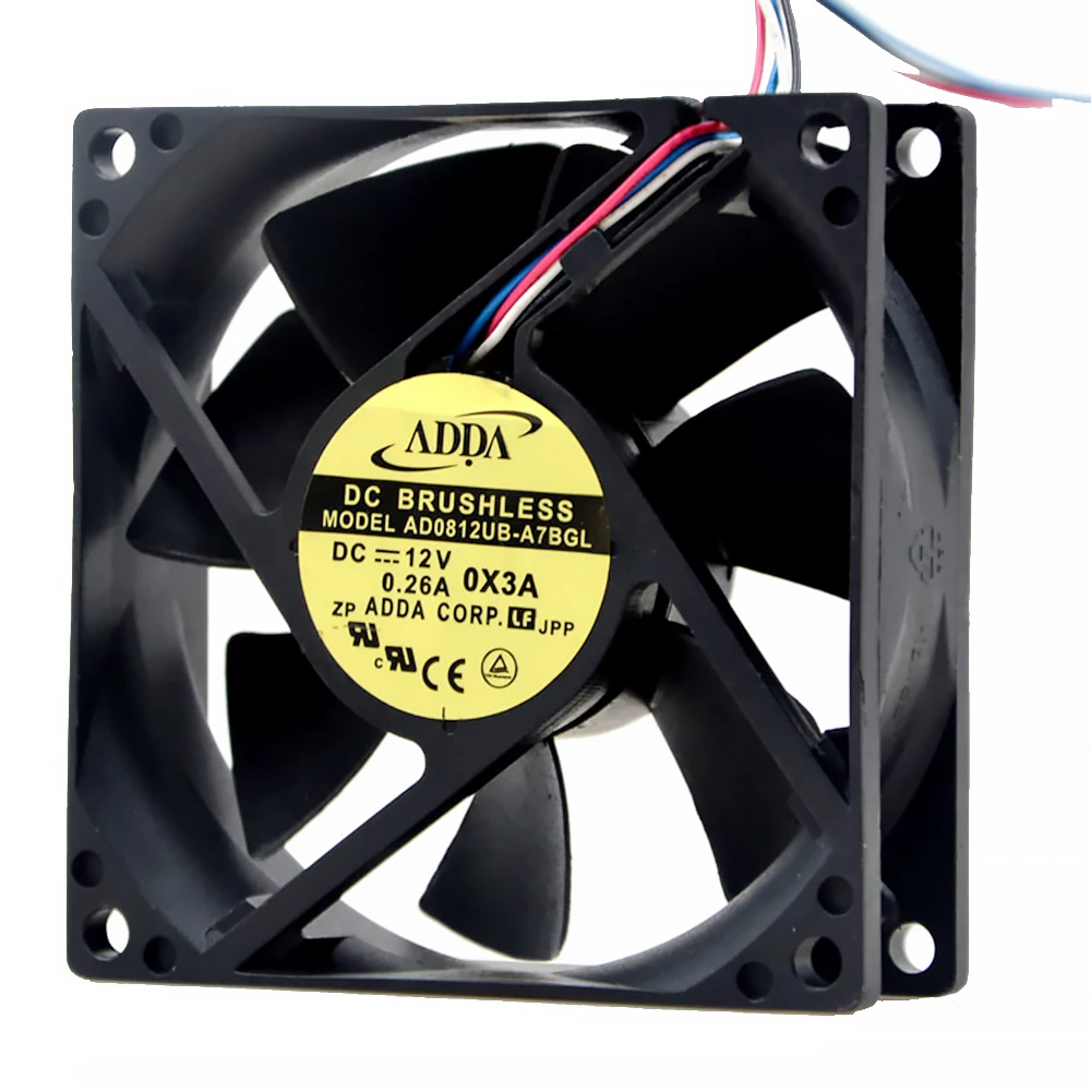 Для ADDA AD0812UB A7BGL S DC 12V 0.26A 4 проводной 80x80x25 мм вентилятор охлаждения
