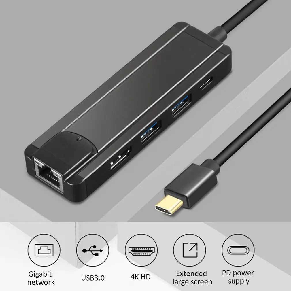 5 в 1 концентратор Uitstekende Duurzaam ABS алюминиевый тип-c om PD USB3.1/HDMI/RJ45/2 USB3.0 Многофункциональный USB-C